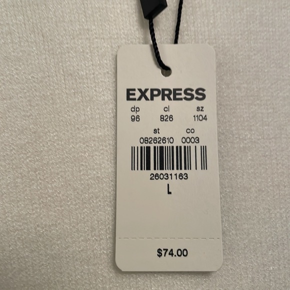 NWT $74 EXPRESS Pullover Off White Sweater Top with Ruffle Arm Accents Large - Picture 2 of 13